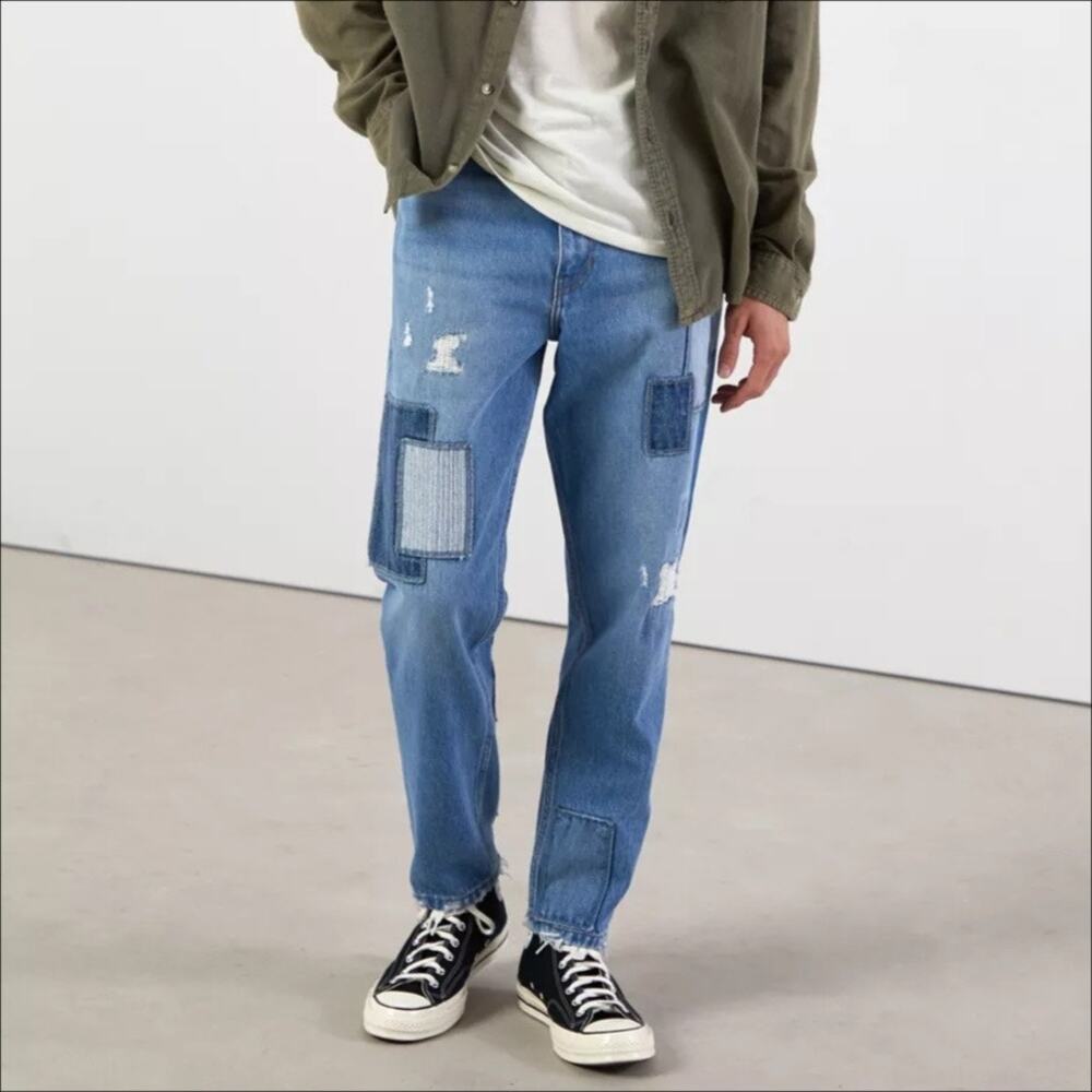 BDG Men's Dad Slim Taper Fit Patchwork Jeans 100% Cotton Rigid Denim Size 30x30